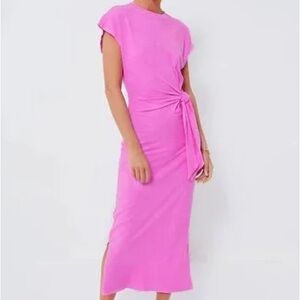 Apiece Apart Pink Vanina Cinched Waist Tie Dress